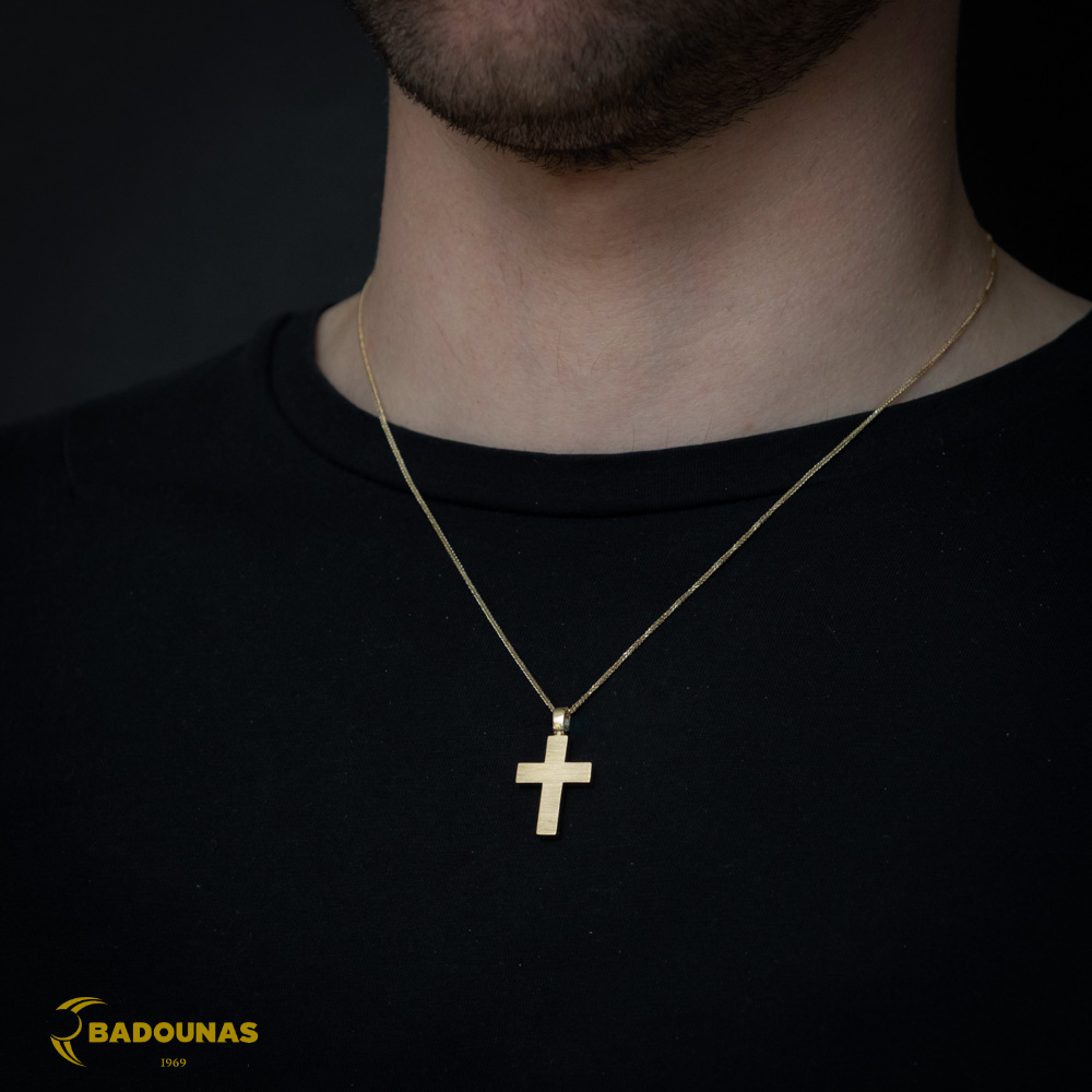 Αντρικός σταυρός Κίτρινος χρυσός K14 Κωδικός 012375