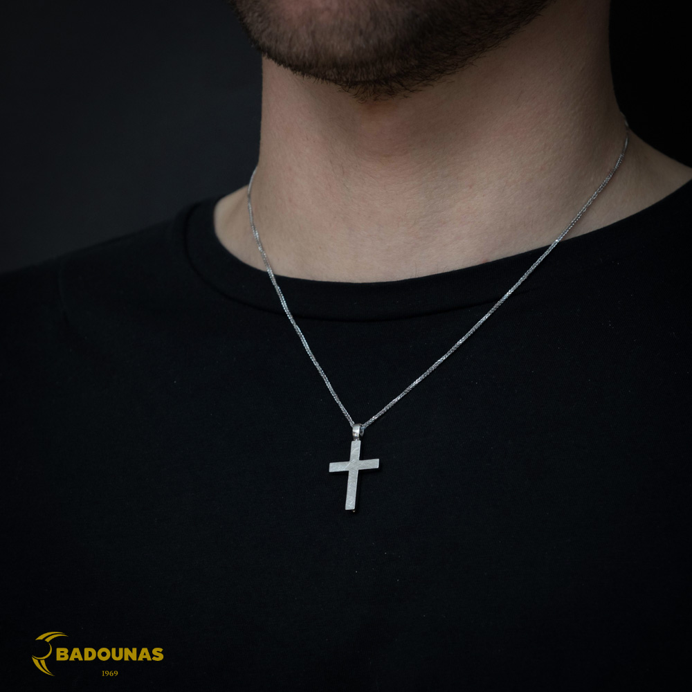 Αντρικός σταυρός Λευκός χρυσός K14 Κωδικός 012378