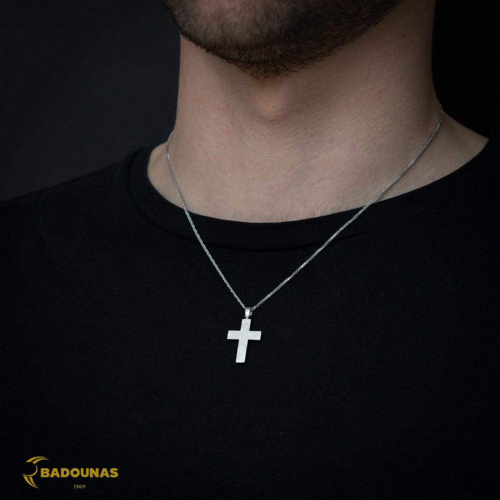 Αντρικός σταυρός Λευκός χρυσός K14 Κωδικός 012380