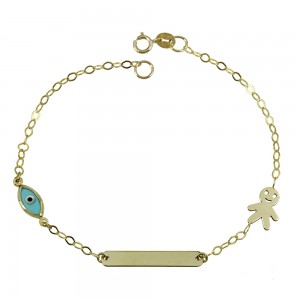 Bracelet for baby Boy and eye motif Yellow gold K9 Code 008199