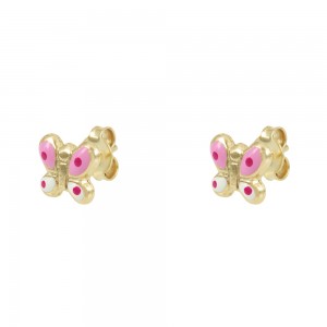 Earrings for baby girl Butterfly shape Yellow gold K9 Code 008436