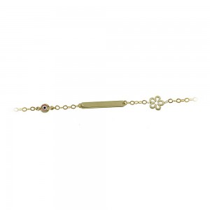 Bracelet for baby Flower motif Yellow gold K9 Code 009548