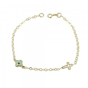 Bracelet for baby Cross Yellow gold K9 with eye motif Code 009551