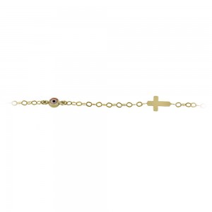 Bracelet for baby Cross Yellow gold K9 with eye motif Code 009557