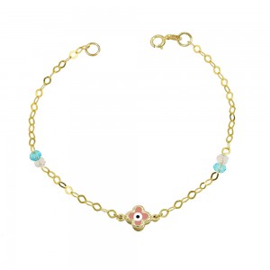 Bracelet for baby Eye motif Yellow gold K9 Code 011525
