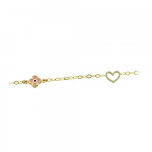 Bracelet for baby girl Heart and eye motif Yellow gold K9 Code 011526
