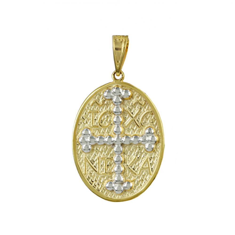Christian pendant Yellow and white gold K9 Code 011746