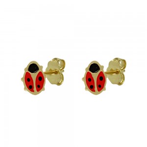 Earrings for baby girl love Bug Yellow gold K9 Code 012477