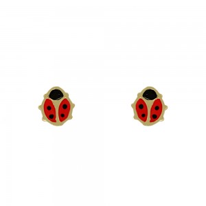 Earrings for baby girl love Bug Yellow gold K9 Code 012477
