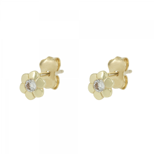 Earrings for baby girl Flower shape Yellow gold K9 Code 012858