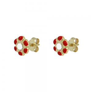 Earrings for baby girl Flower Yellow gold K9 Code 013097