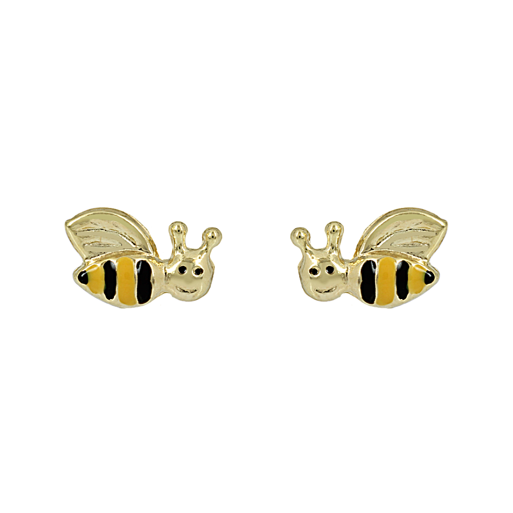 Earrings for baby girl Little bee Yellow gold K9 Code 013099