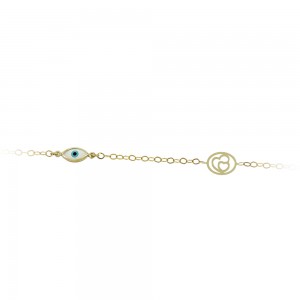 Bracelet for baby girl Hearts and eye motif Yellow gold K9 Code 013587