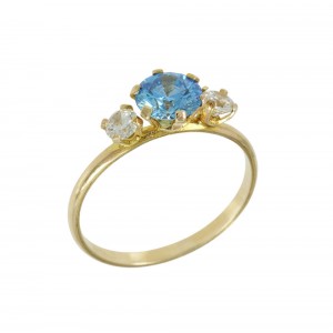Ring Yellow gold K9 with semiprecious crystal Code 014220
