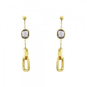 Earrings Yellow gold K14 with Amethyst Code 002596