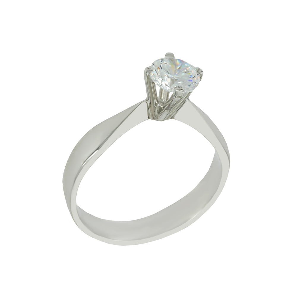 Solitaire ring White gold K14 with semiprecious stone Code 003530 