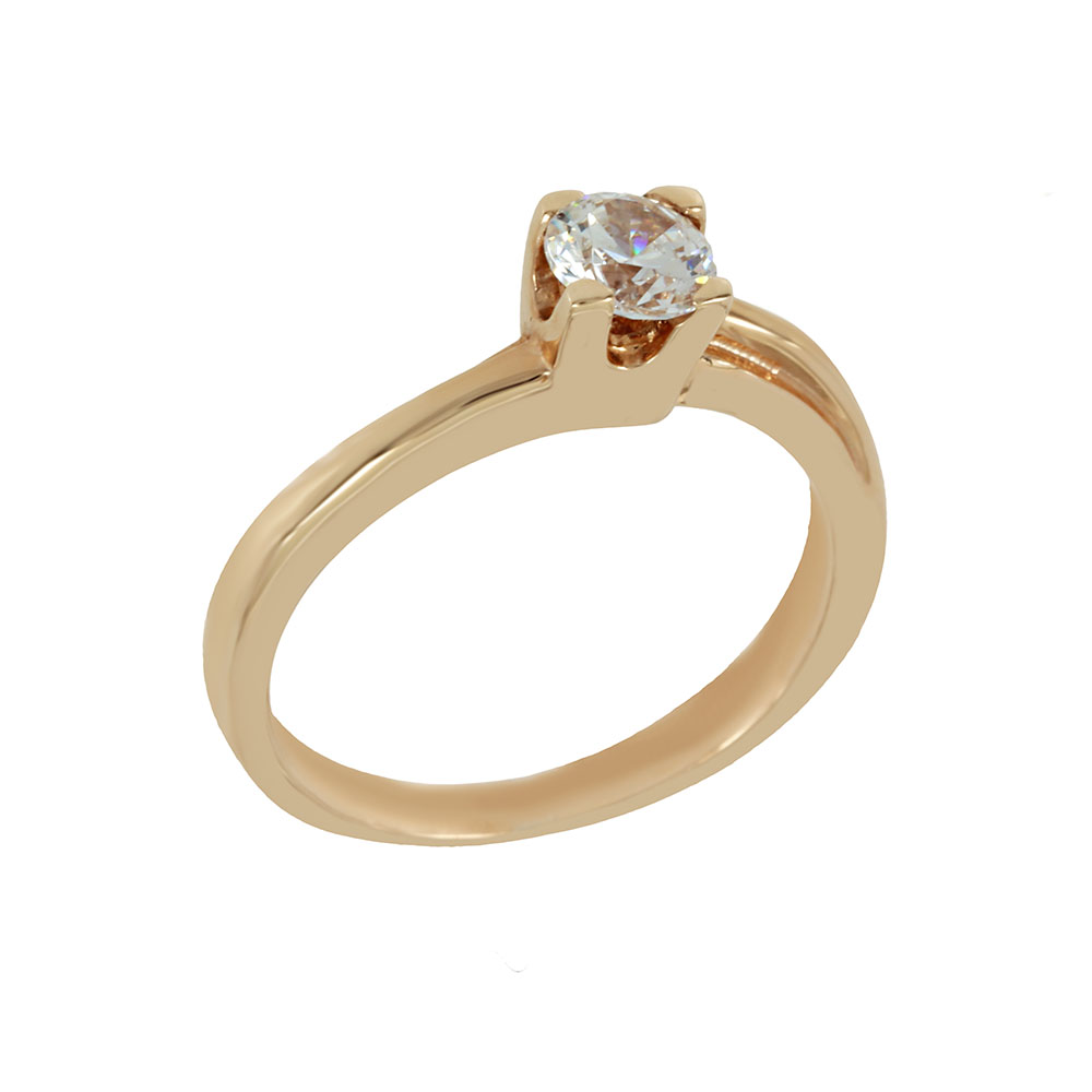 Μονόπετρο δαχτυλίδι Ροζ χρυσός  Κ14 με ημιπολύτιμη πέτρα Κωδικός 003793 