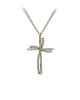 Γυναικείος σταυρός με διπλή αλυσίδα, Κ14 με ημιπολύτιμες πέτρες 003806 Ροζ και λευκός χρυσός