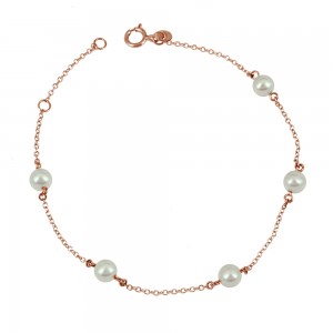 Bracelet Pink gold K14 with pearls Code 004296