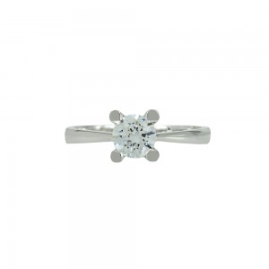 Solitaire ring  White gold K14 with semiprecious stone Code 004562