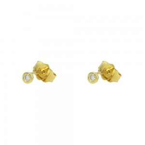 Μονόπετρα σκουλαρίκια Κίτρινος χρυσός Κ14 με διαμάντι Κωδικός 004747