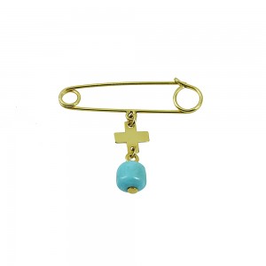 Καρφίτσα για αγόρι Σταυρός Κίτρινος χρυσός K14 Κωδικός 005175