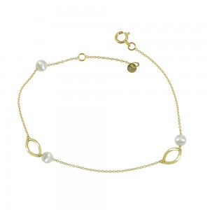 Bracelet Yellow gold K14 with pearls Code 005177