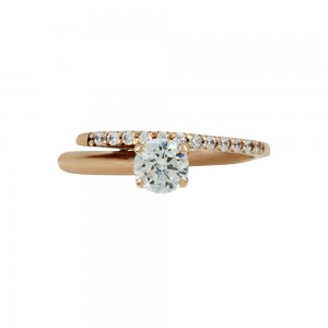 Solitaire ring Pink gold K14 with semiprecious stones Code 005604