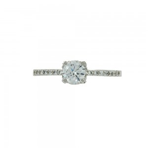 Solitaire ring White gold K14 with semiprecious stones Code 005617