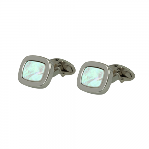 Men’s cufflinks White gold Κ14 with mother of pearl Code 006222
