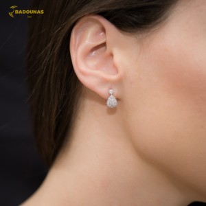 Earrings White gold K14 with semiprecious stones Code 006679