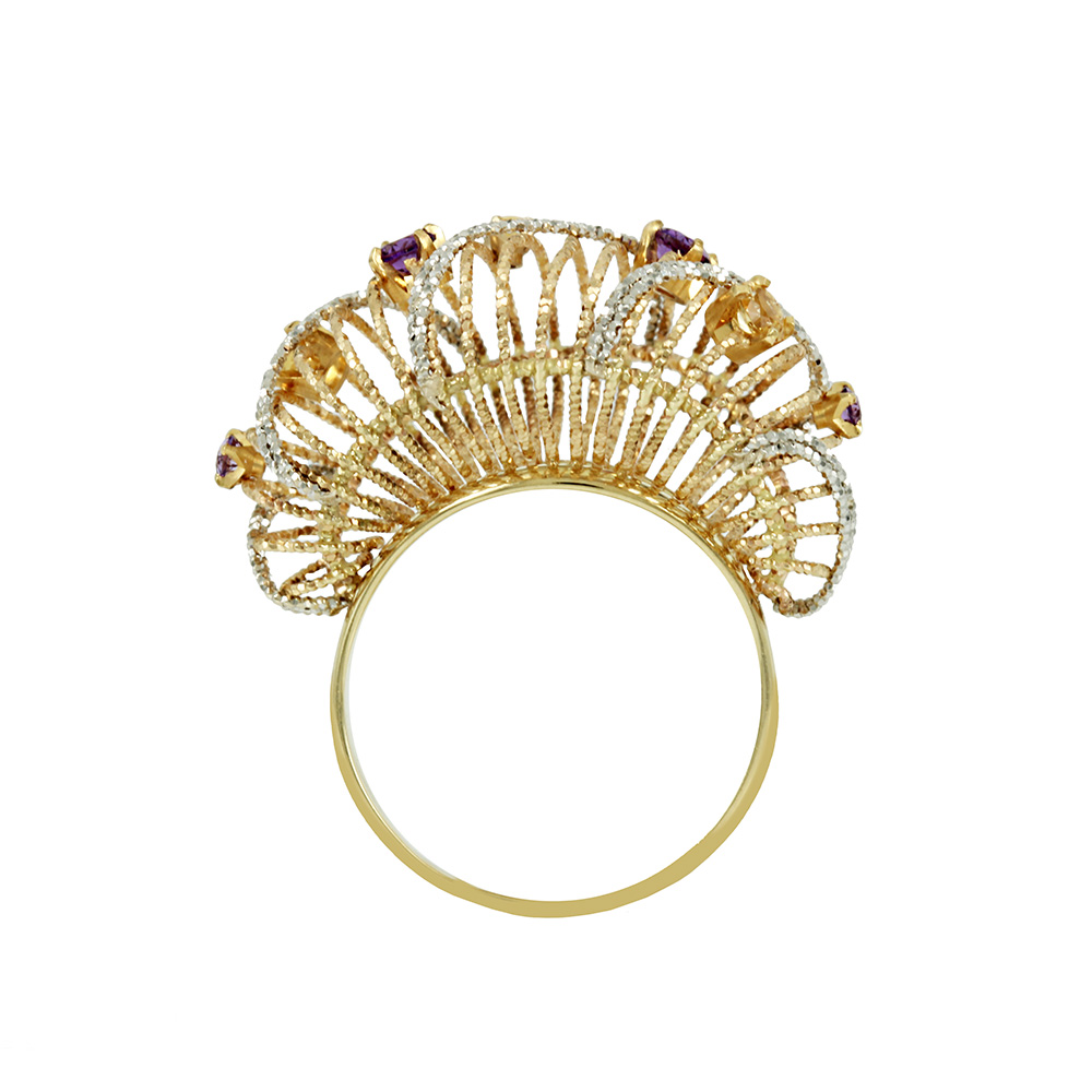 Δαχτυλίδι Πομπέ Κίτρινος και λευκός χρυσός Κ14 Κωδικός 006881