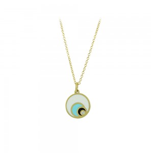 Necklace Eye motif Yellow gold K14 with Ceramic and diamond Code 007301