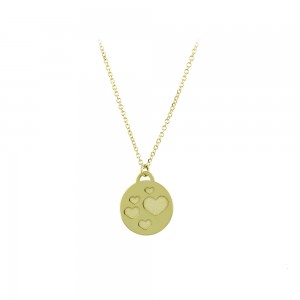 Necklace hearts Yellow gold K14 Code 007302