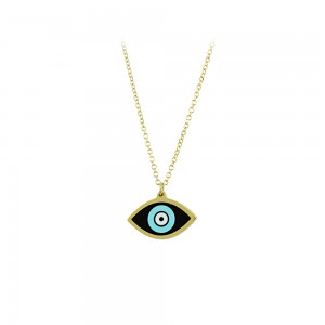 Necklace Eye motif Yellow gold K14 with Ceramic Code 007307