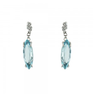 Earrings White gold K14 with semiprecious stone Code 007408
