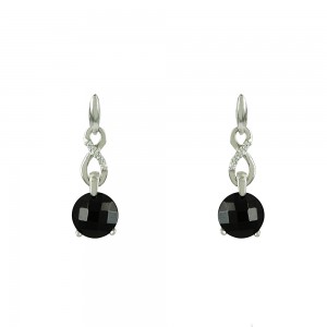 Earrings White gold K14 with Onyx Code 007421