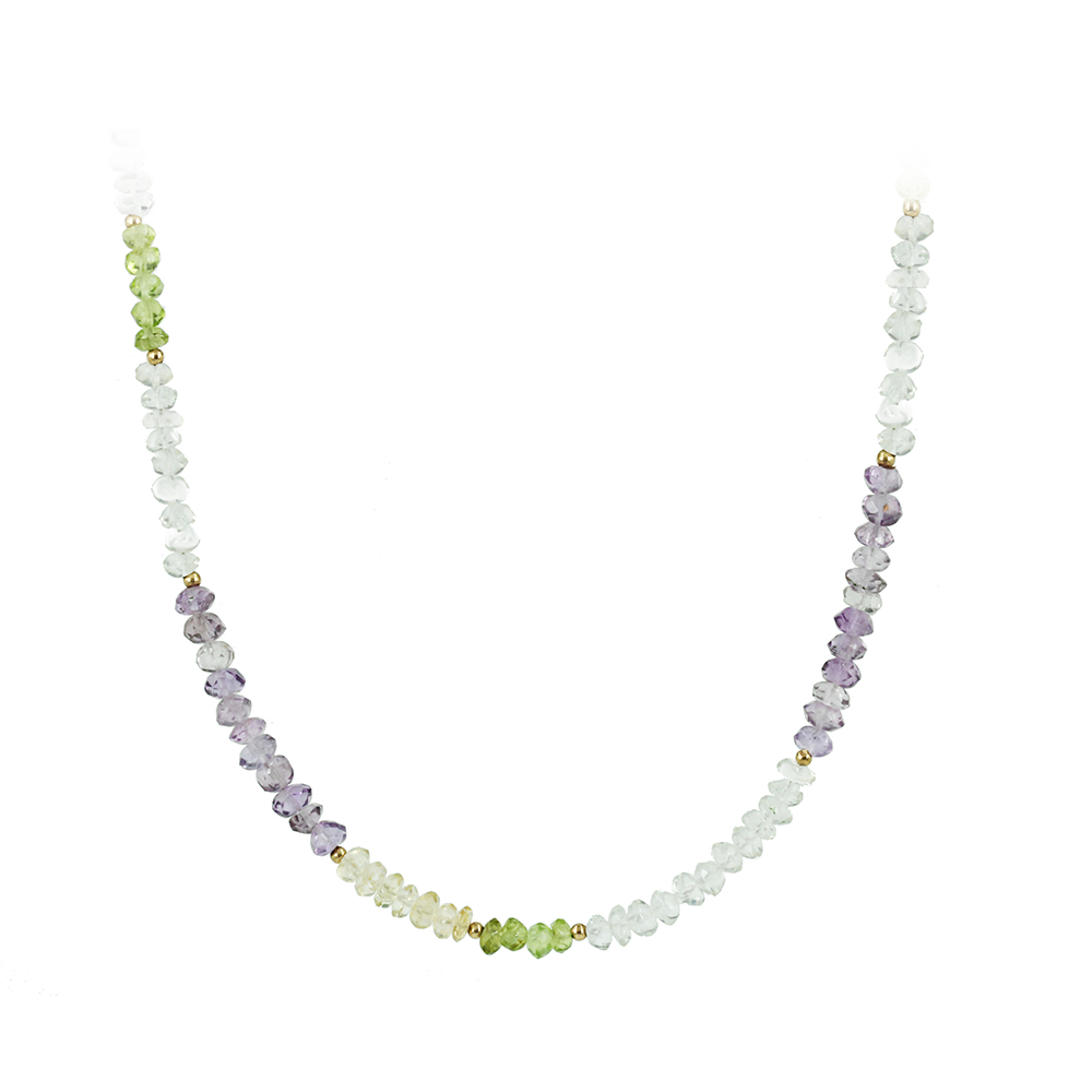 Κολιέ Κίτρινος χρυσός Κ14 με Multi Color Τουρμαλίνη Κωδικός 007510
