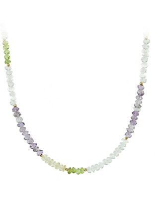 Κολιέ Κίτρινος χρυσός Κ14 με Multi Color Τουρμαλίνη Κωδικός 007510