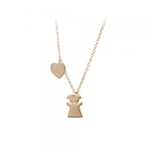 Necklace Heart shape Pink gold K14 Code 007545