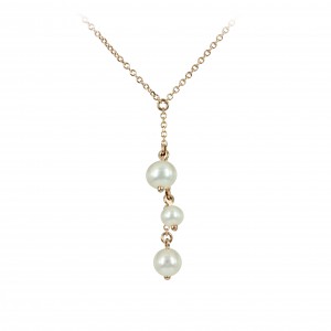 Necklace Pink gold K14 with pearls Code 007548