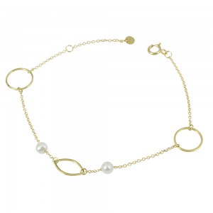 Bracelet Yellow gold K14 with diamonds Code 007584