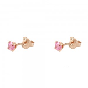 Single stone earrings Pink gold K14 with semiprecious stone Code 007928