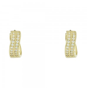 Earring rings Yellow gold K14 with semiprecious crystals Code 008090
