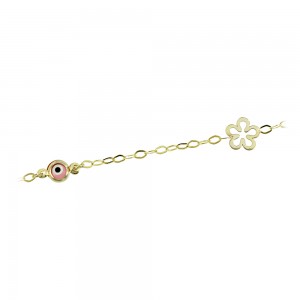 Bracelet for baby Flower and eye motif  Yellow gold K14 Code 008195