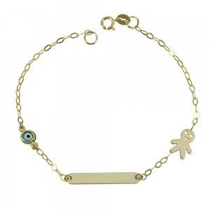 Bracelet for baby Boy and eye motif Yellow gold K14 Code 008201