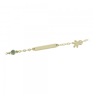 Bracelet for baby Boy and eye motif Yellow gold K14 Code 008201