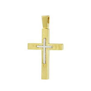 Men’s cross  Yellow and white gold K14 Aneli Collection Code 008377