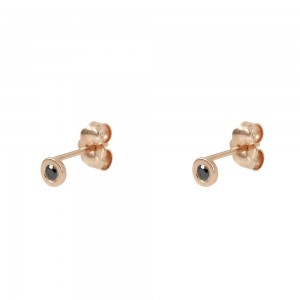 Earrings Pink gold K14 wth black color diamond Code 008470