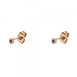 Earrings Pink gold K14 wth black color diamond Code 008471